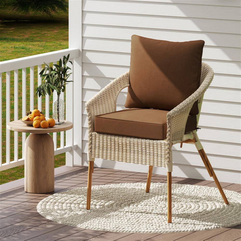 Alt View 2. Kadyn - Patio Chair Cushions Outdoor Chair PadsDeep Seat Chair Cushion Pads Set with Rope Belts for Indoor and OutdoorBrown - Brown.