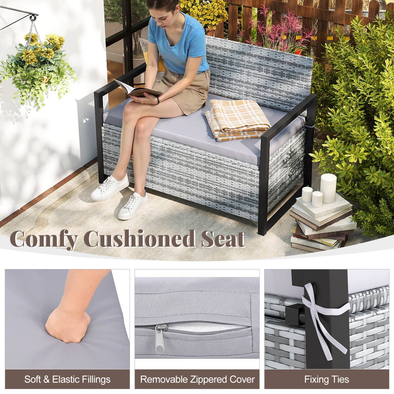 Comfy Cushioned Seat  
Soft & Elastic Fillings  
Removable Zippered Cover  
Fixing Ties