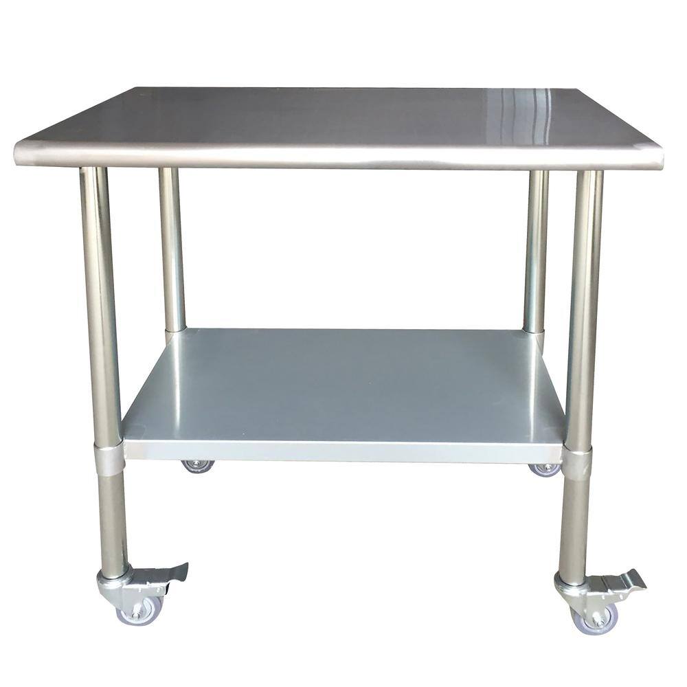 Front. Sportsman Pro-Series - Stainless Steel Work Table with Casters 24 x 36 Inches - Silver.