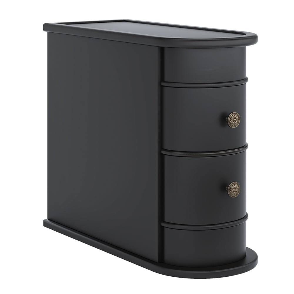 Angle. Kadyn - Kadyn 1ps Wood End Table, Narrow Side Table Nightstand with 2 Drawers - Black.