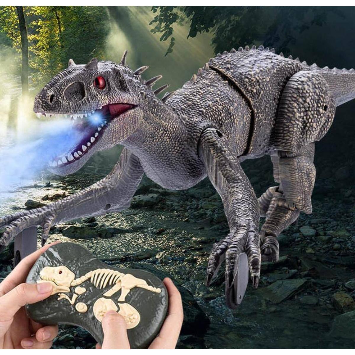 Back. JuzToys - Remote Control Dinosaur, Dino Tyrannosaurus Toy, Roaring Life Like Movement, Yellow - Yellow.