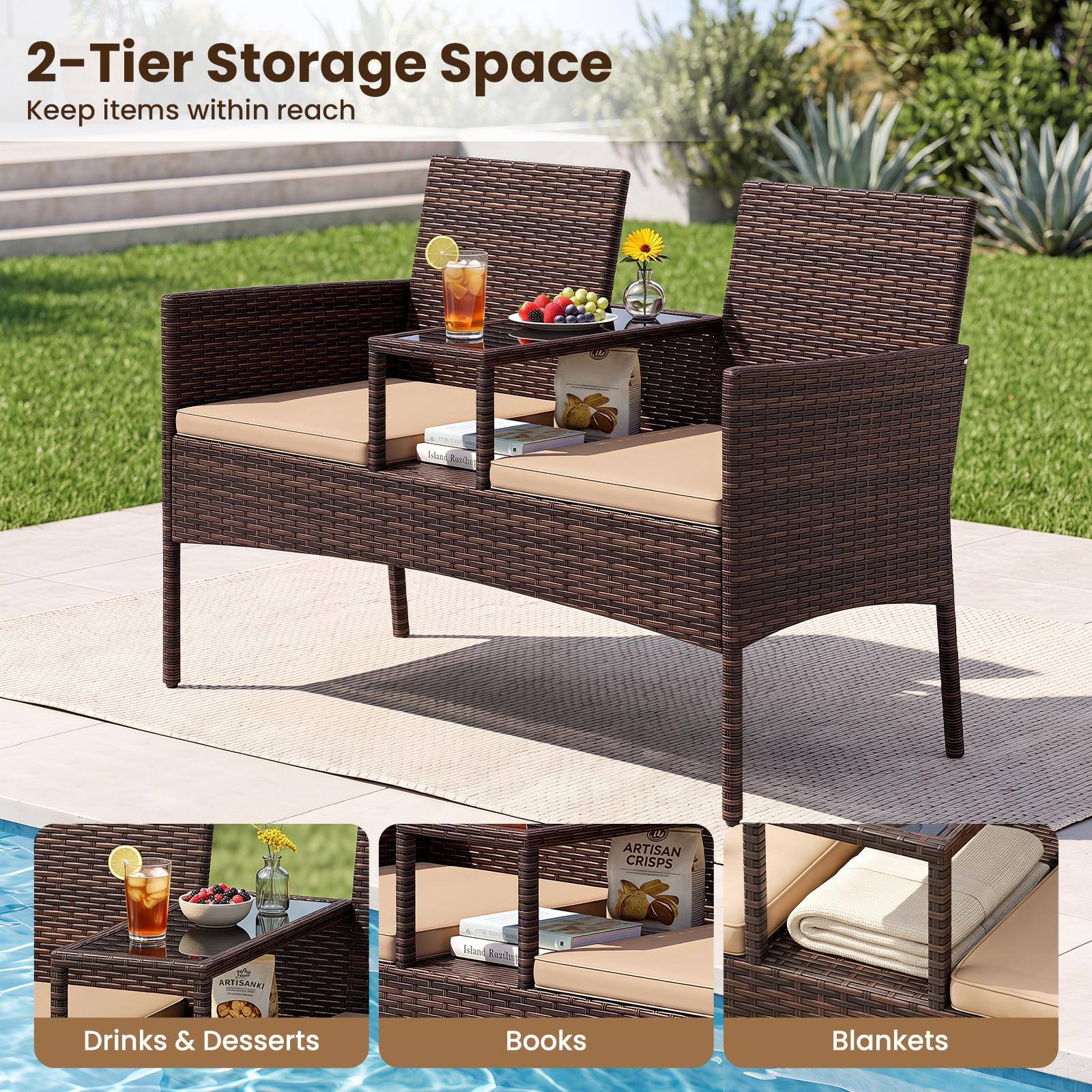2-Tier Storage Space  
Keep items within reach

ARTISAN CRISPS  
K ARTISANKI  
6 Island Razilin  
Drinks & Desserts  
Books  
Blankets