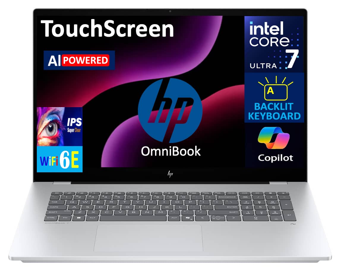 HP - OmniBook Laptop 17.3 FHD Display (Intel Ultra 7-258V, 32GB LPDDR5X, 512GB SSD, Intel Arc 140V, Win 11 Home) - Silver