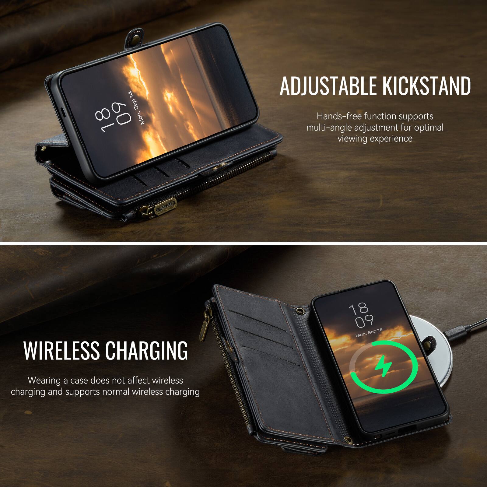 14 Sep 18 09 Mon, 1

ADJUSTABLE KICKSTAND
Hands-free function supports multi-angle adjustment for optimal viewing experience

WIRELESS CHARGING
Wearing a case does not affect wireless charging and supports normal wireless charging

18 09 1-4 Mon, Sep 4