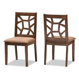 Baxton Studio - Set of 2 Abilene Mid-Century Fabric Upholstered and Finished Dining Chairs - Light Brown/"Walnut" Brown