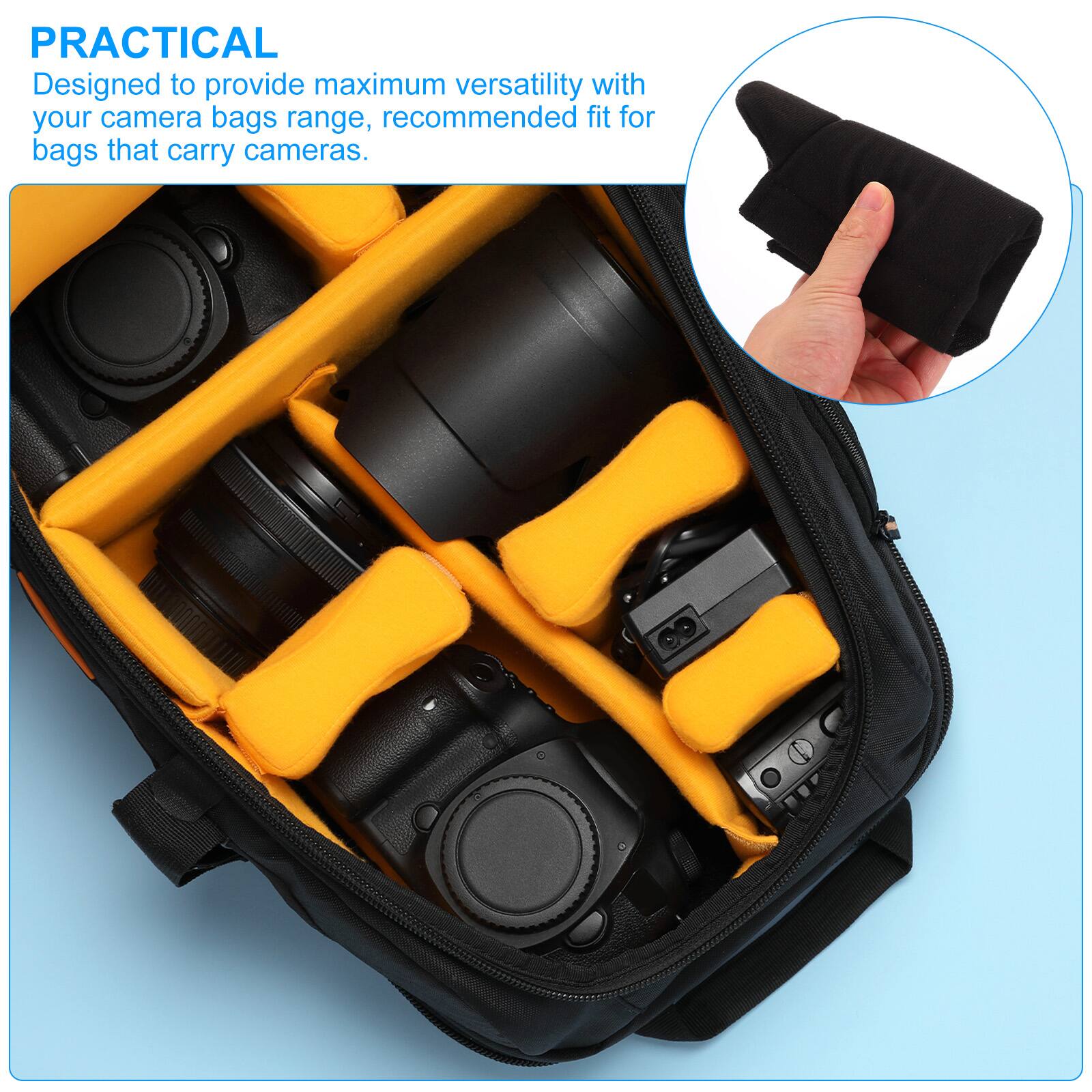 PRACTICAL  
Designed to provide maximum versatility with your camera bags range, recommended fit for bags that carry cameras.