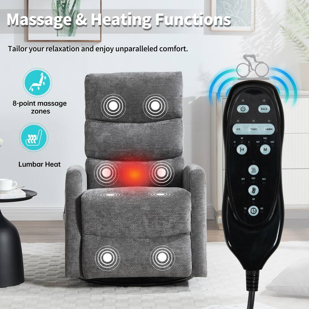 Massage & Heating Functions  
Tailor your relaxation and enjoy unparalleled comfort.  
8-point massage zones  
BACK  
LEG  
THIGH  
LUMBAR  
Lumbar Heat