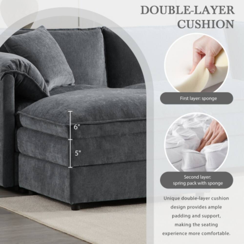 DOUBLE-LAYER CUSHION

First layer: sponge 6" 5"

Second layer: spring pack with sponge

Unique double-layer cushion design provides ample padding and support, making the seating experience more comfortable.