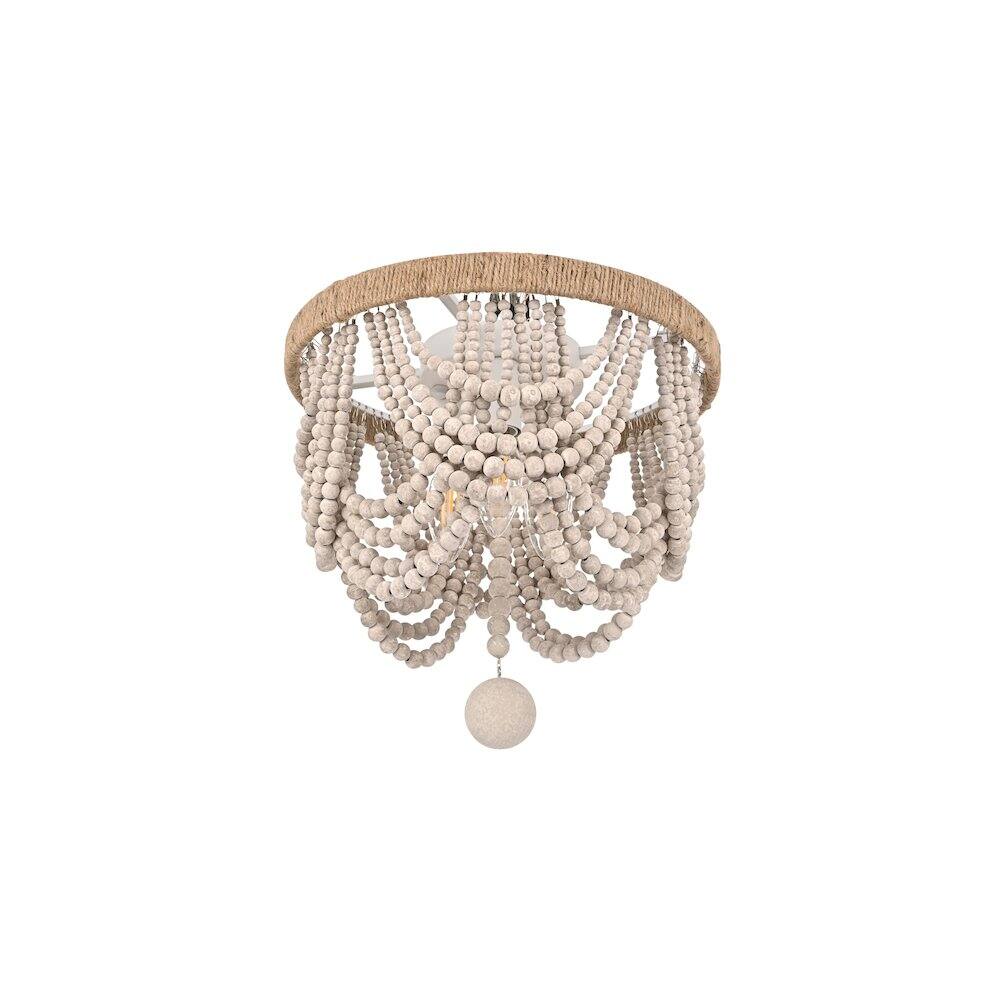 Angle. Living District - Jolie 12 Inch Beaded Flush Mount Ceiling Light In Antique White - Antique White.