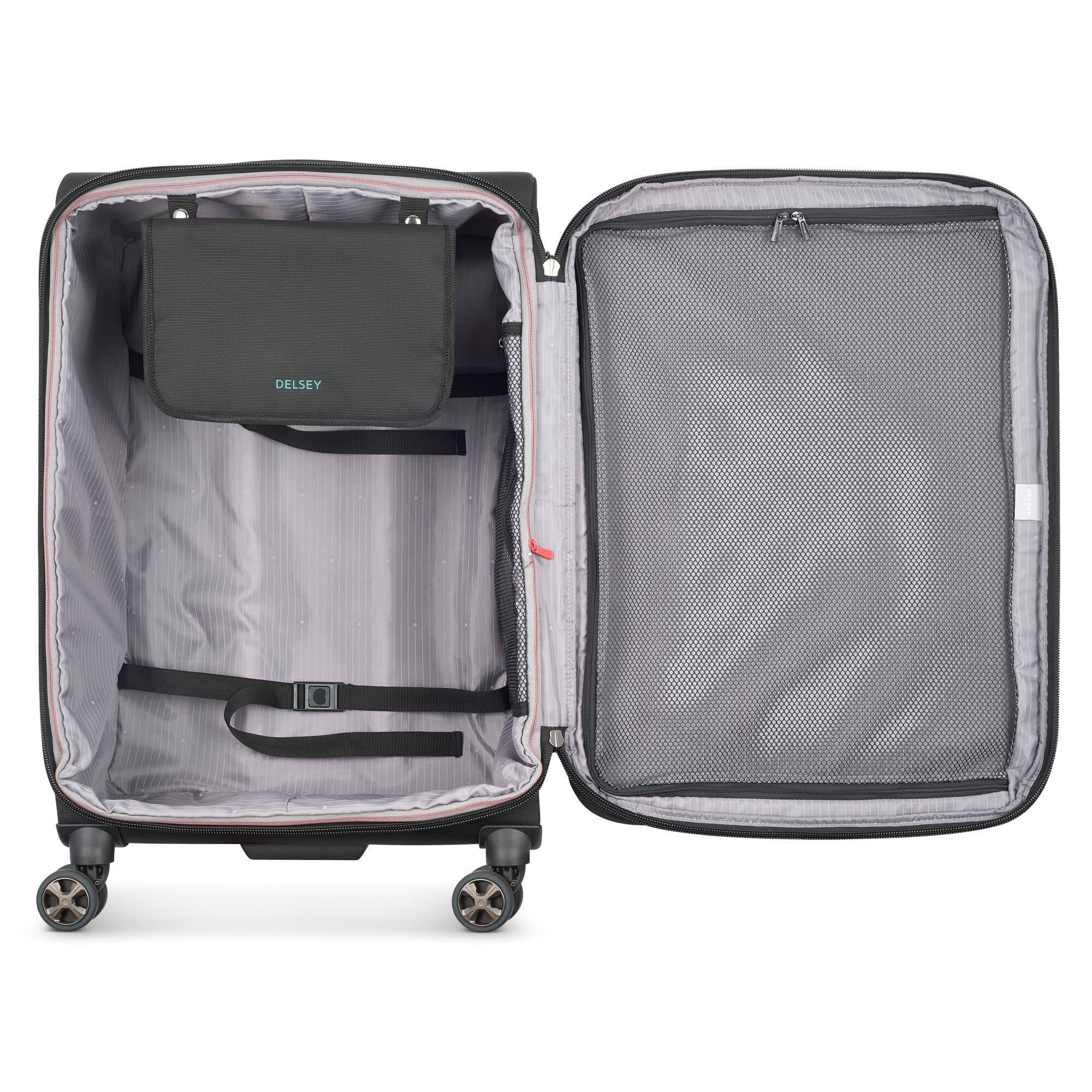 Back. Delsey - Delsey Helium DLX Checked Expandable Spinner- 25" Medium - Black.