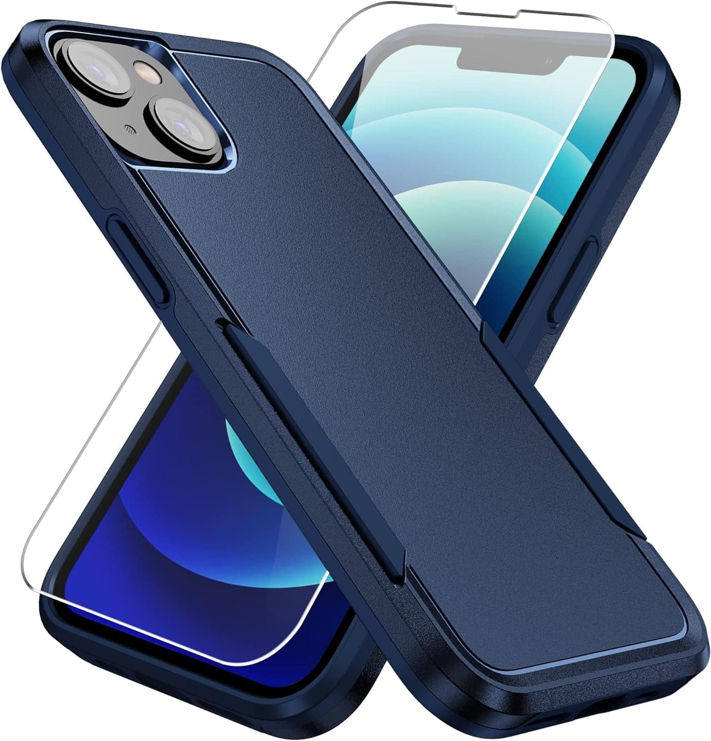 Front. Entronix - Entronix iPhone 13 Bundle - Soft-Touch Dual-Layer Case with Clear Screen Protector - Blue.