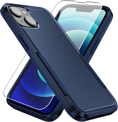 Front. Entronix - Entronix iPhone 13 Bundle - Soft-Touch Dual-Layer Case with Clear Screen Protector - Blue.