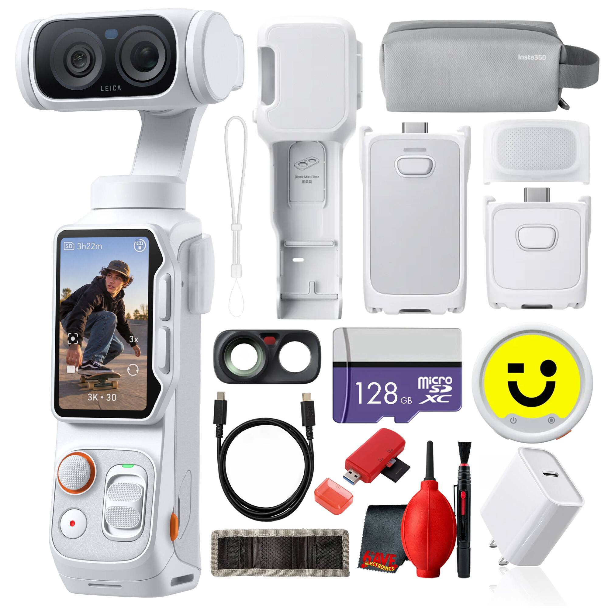 Insta360  
LEICA  
Sanvering  
SD 3h22m  
3x  
3K 30  
micro SD 128 GB XC  
SIVE ELECTRONICS
