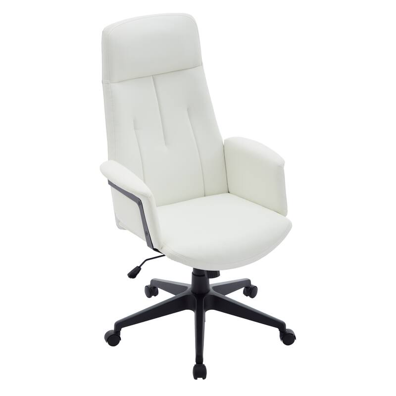 Alt View 4. LeisureMod - Inifini High Back Office Chair Ergonomic PU Leather Lumbar Support Foam Cushion Iron Frame - White.