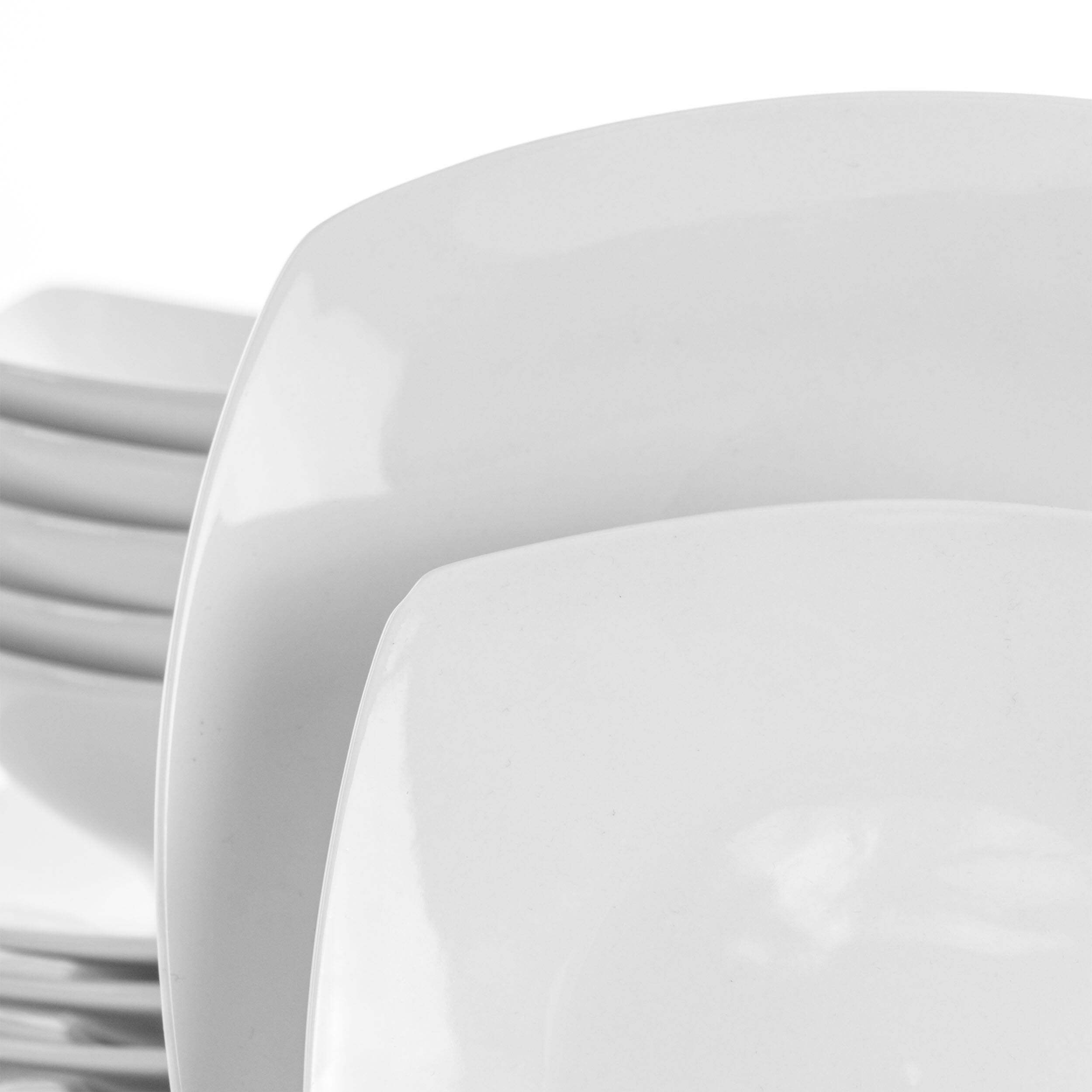 Alt View 5. Elama - Elama Newman 18 Piece Square Porcelain Dinnerware Set in White - White.