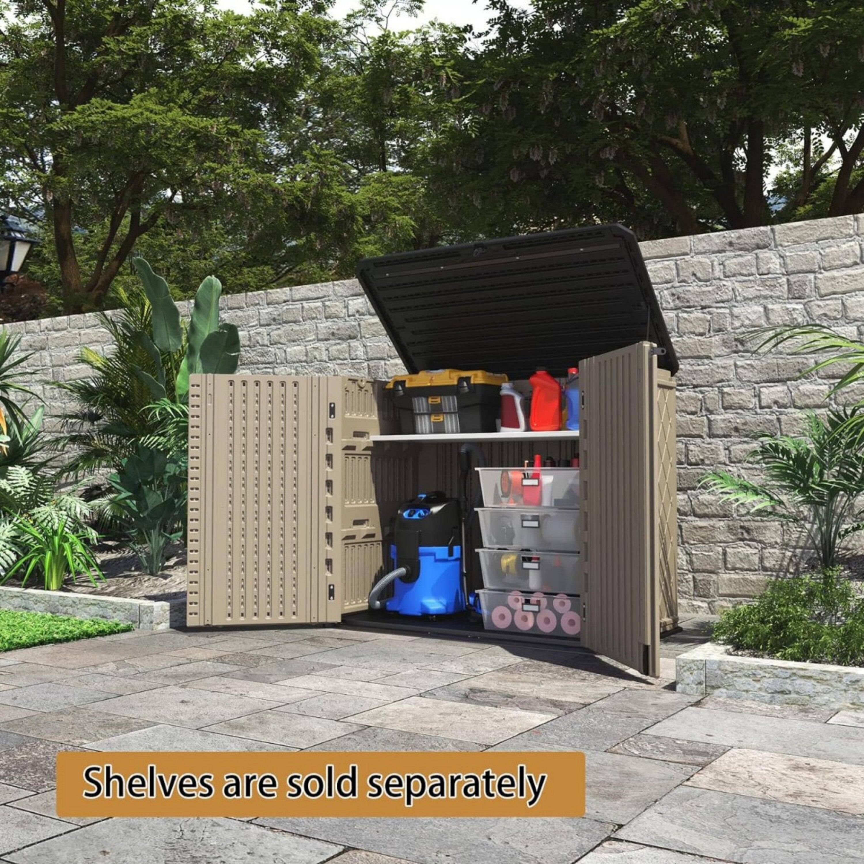 Shelves are sold separately