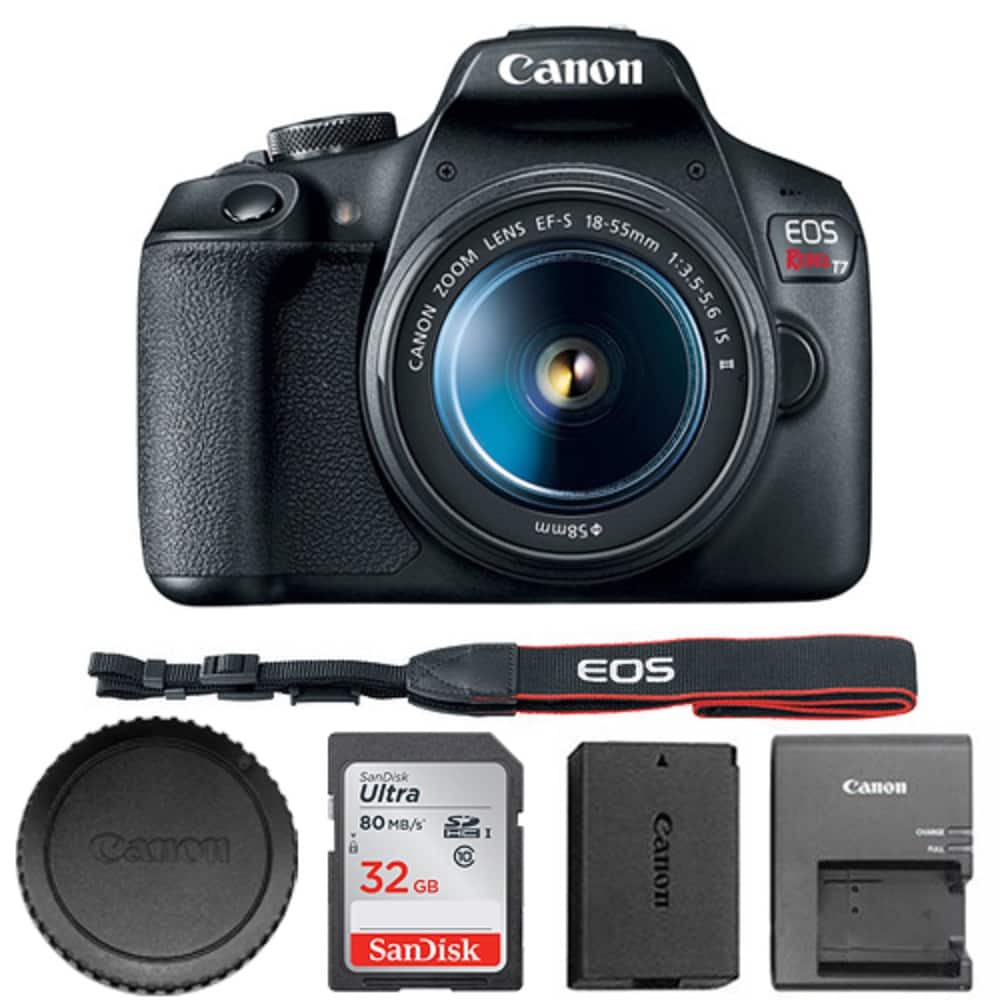 Canon - EOS Rebel T7 DSLR with 18-55mm IS II 2727C002 + SanDisk Ultra 32GB SD