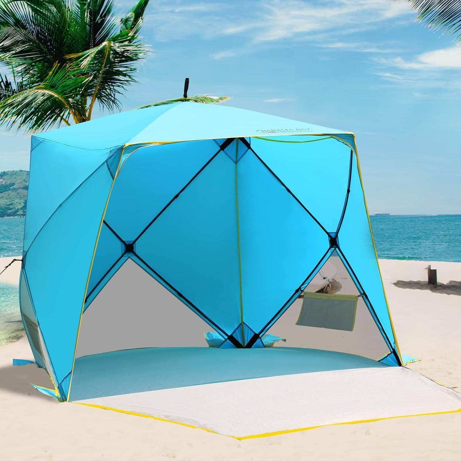 Alt View 3. Loheer - Loheer Portable Beach Tent UPF50+ Sun Shelter 4 Person Canopy - Blue.