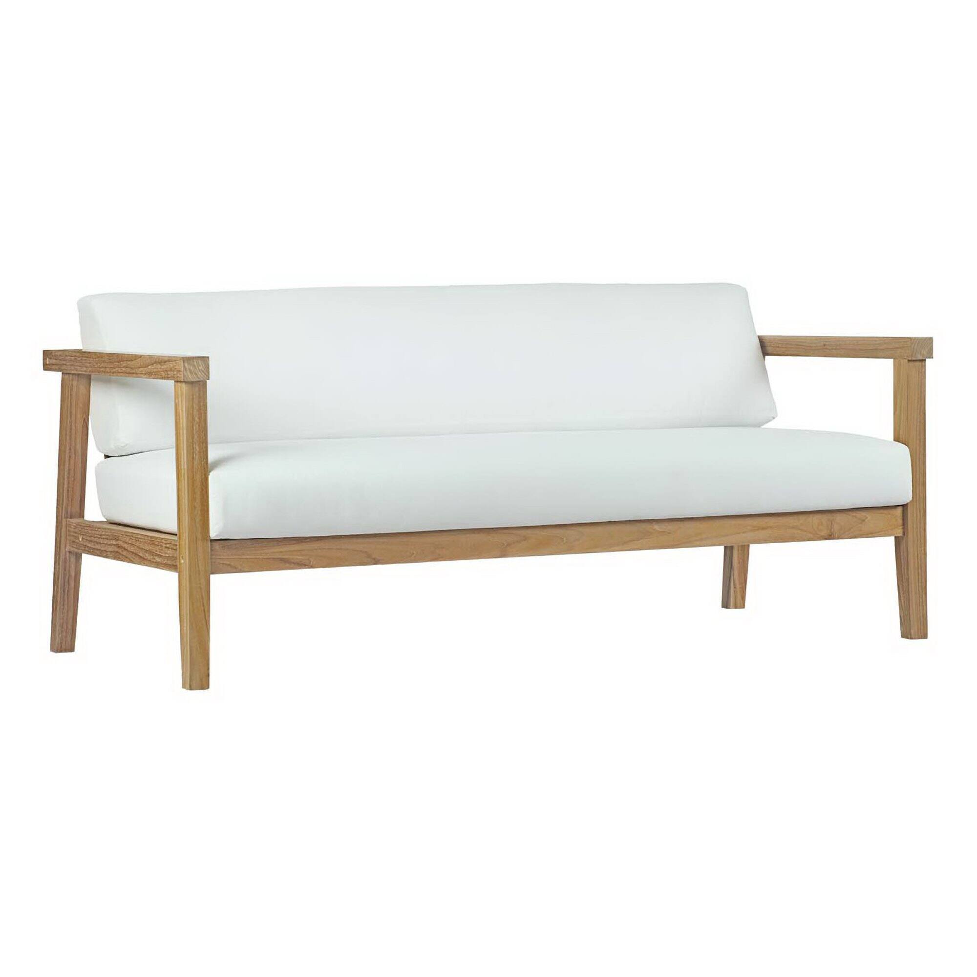 Alt View 1. Modway - Bayport 4-Piece Teak Outdoor Patio Set - Solid Teak with All-Weather Cushions - Natural White.