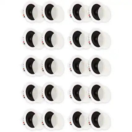 Front. Theater Solutions by Goldwood - TS50C Flush Mount In Ceiling Speakers Surround Sound Home Theater 10 Pair Pack - Paintable White.