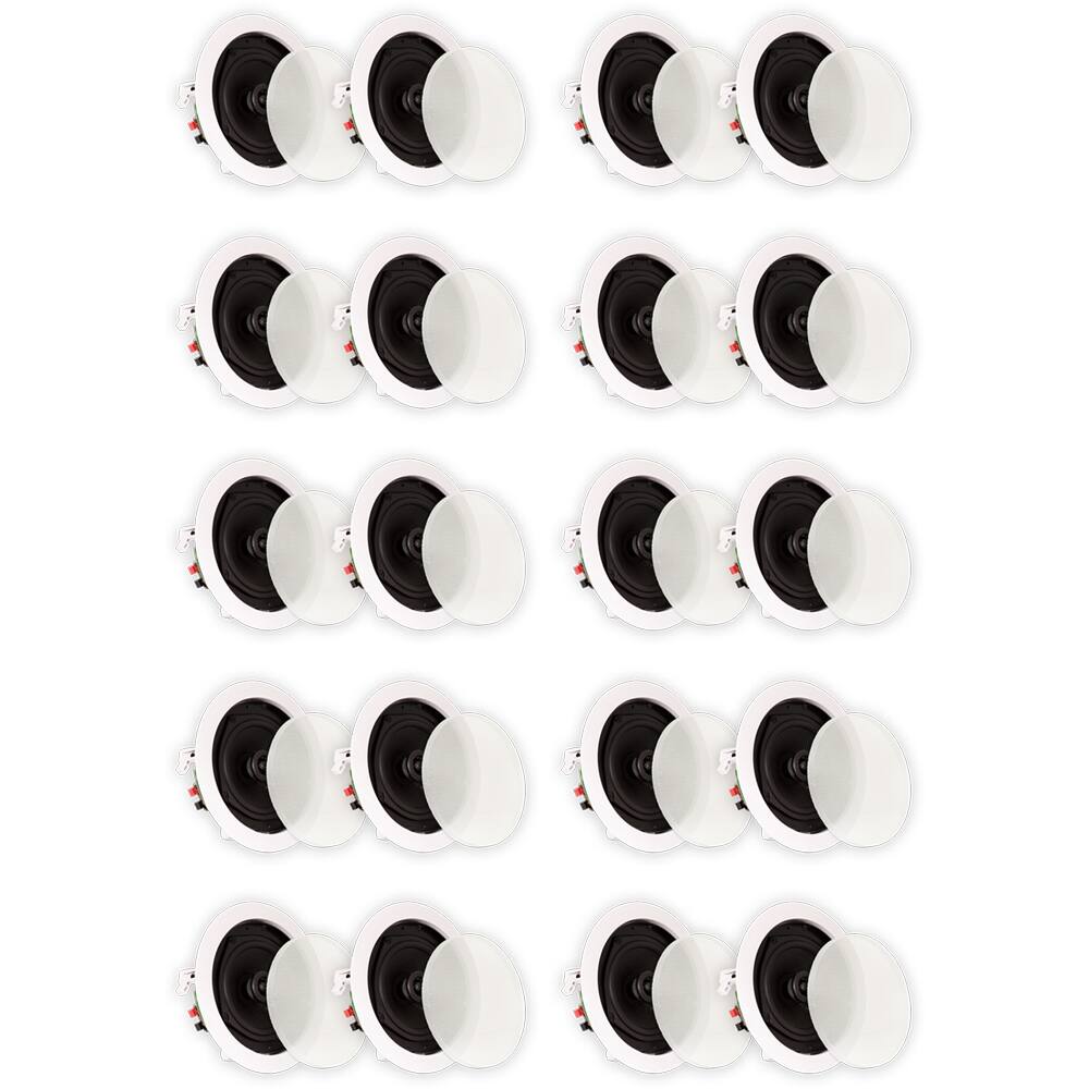 Front. Theater Solutions by Goldwood - TS50C Flush Mount In Ceiling Speakers Surround Sound Home Theater 10 Pair Pack - Paintable White.