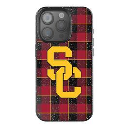 Keyscaper - NCAA - USC Trojans Plaid Bling iPhone Case - 15 - Black