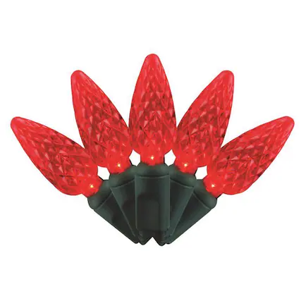Front. Celebrations - Platinum LED C6 Red 50 ct String Christmas Lights 25 ft. - Red.