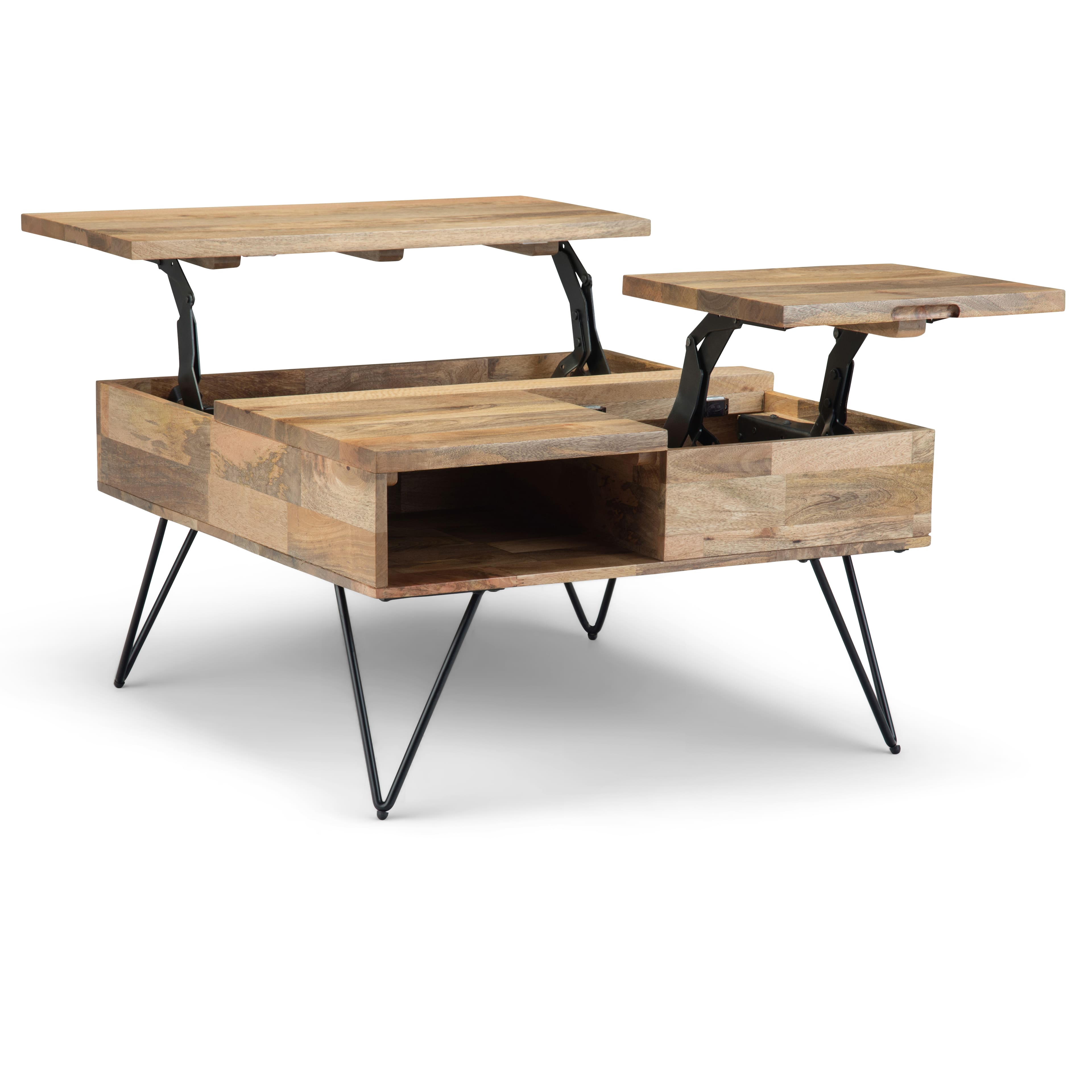 Front. Simpli Home - Hunter Lift Top Square Coffee Table - Natural.