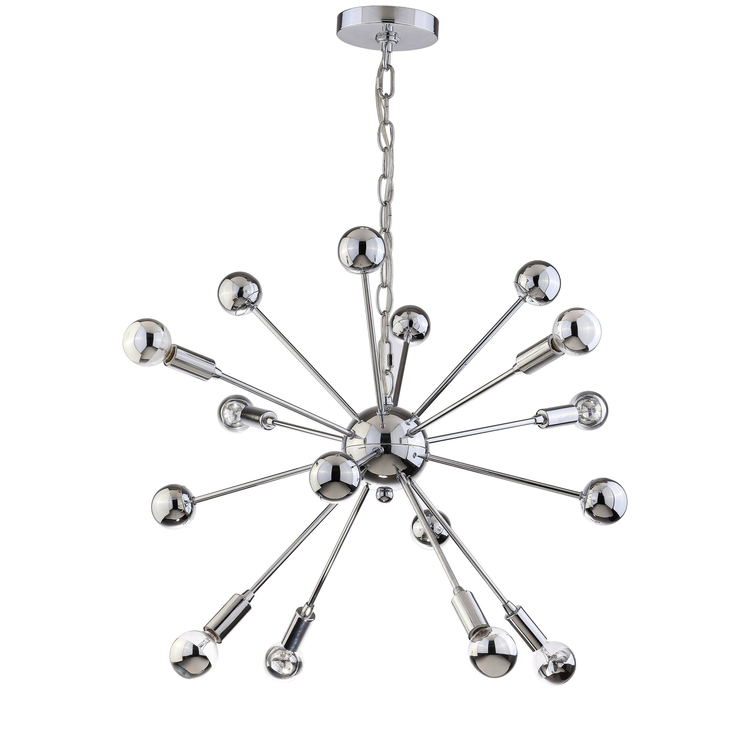 Alt View 8. Jonathan Y - Glenn 8-Light 22.5" Metal Sputnik-Style LED Chandelier, Chrome - Chrome.