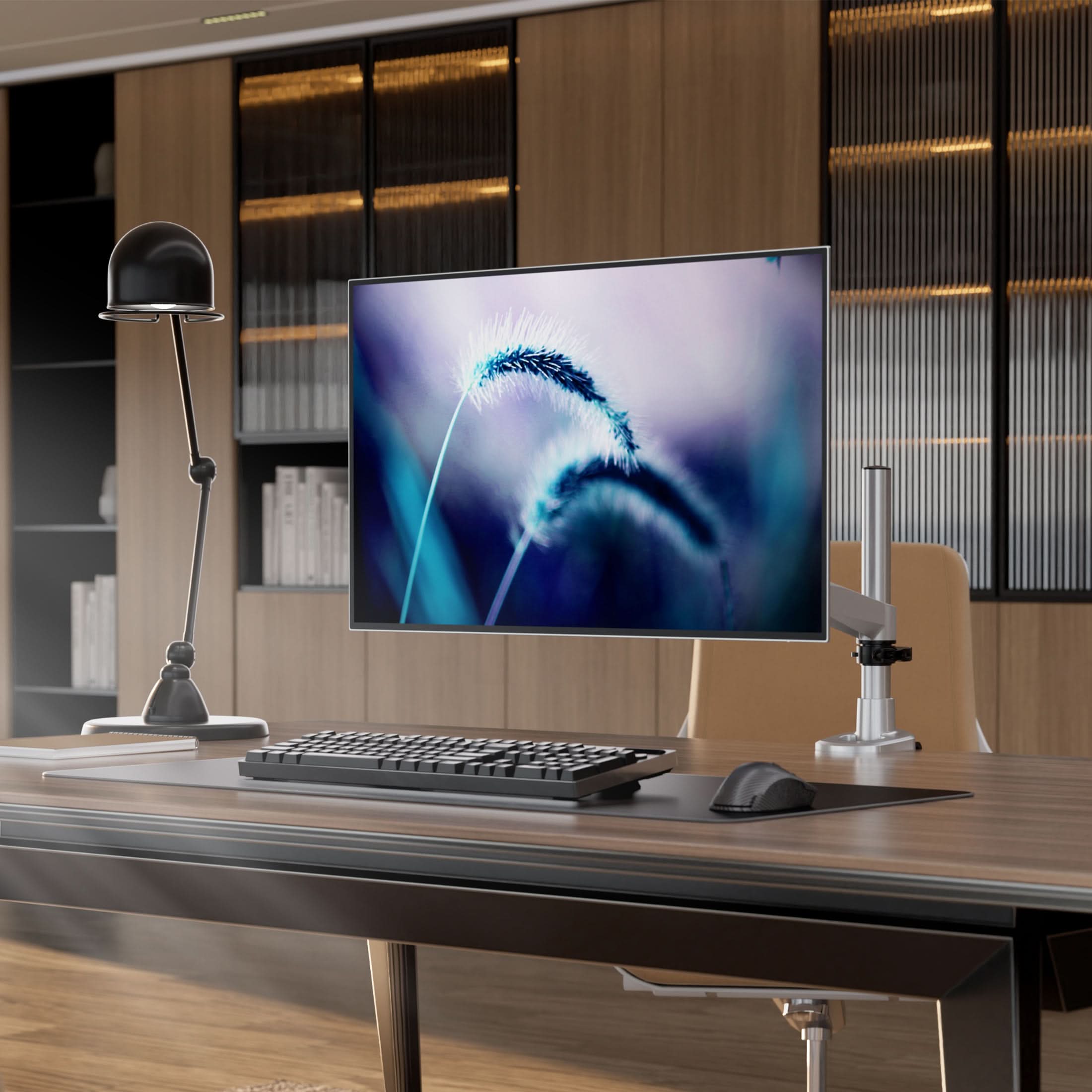 Angle. Mount-It! - CLiX Series Full Motion Single Monitor Desk Mount Up to 34", Silver - Silver.