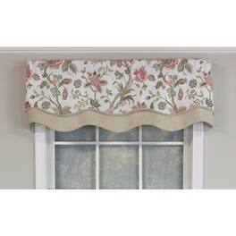 RLF Home - Gianna Glory Valance 3" Rod Pocket, Layered, Trimmed. 50" x 16" - Natural
