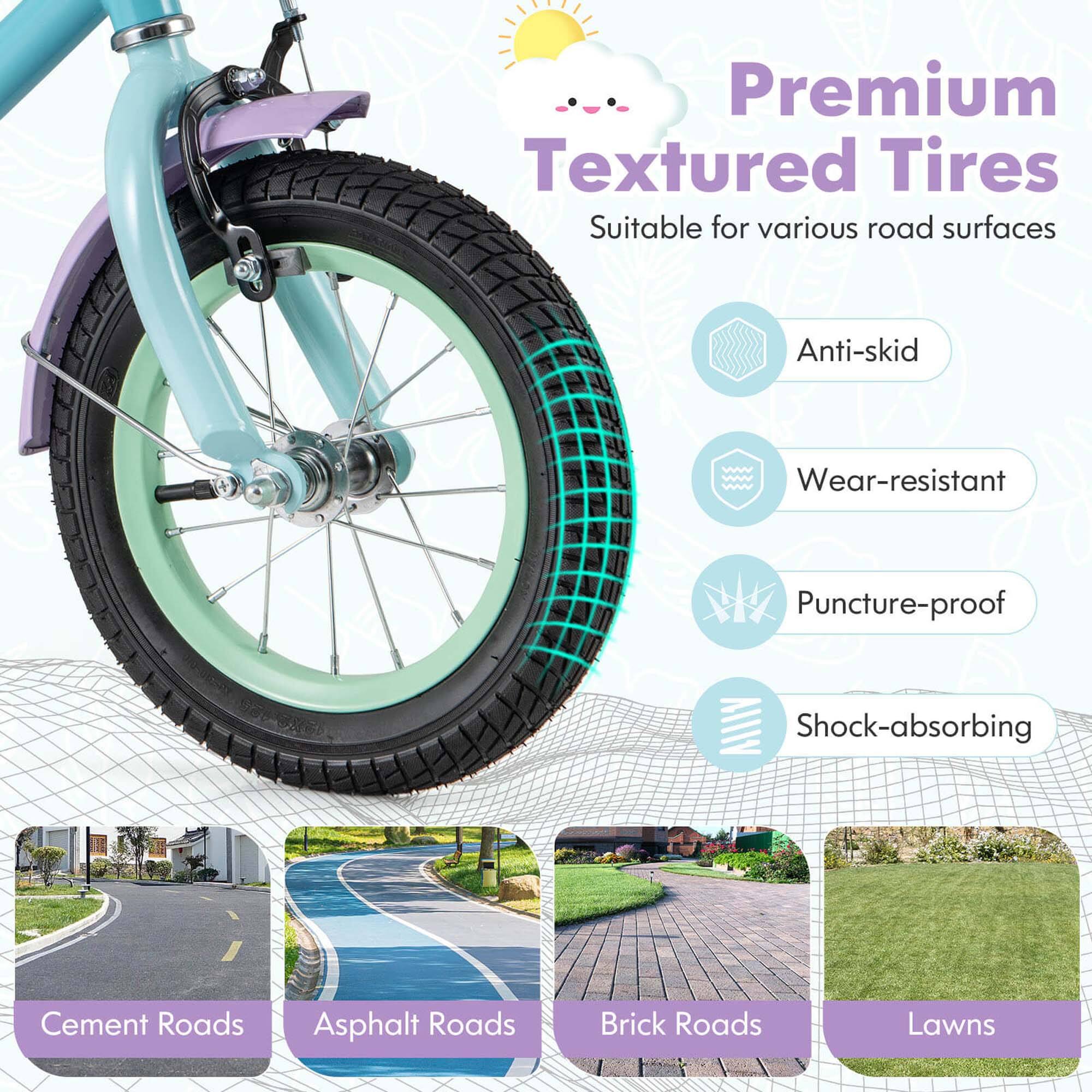 Premium Textured Tires  
Suitable for various road surfaces  

- Anti-skid  
- Wear-resistant  
- Puncture-proof  
- Shock-absorbing  

Cement Roads  
Asphalt Roads  
Brick Roads  
Lawns