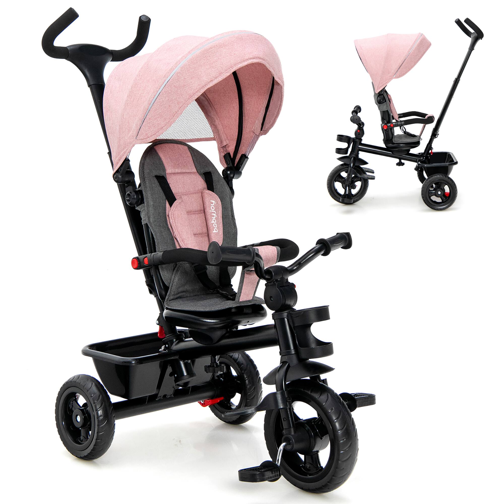 Costway - 4-in-1 Baby Tricycle Toddler Trike w/ Convertible Seat - Pink