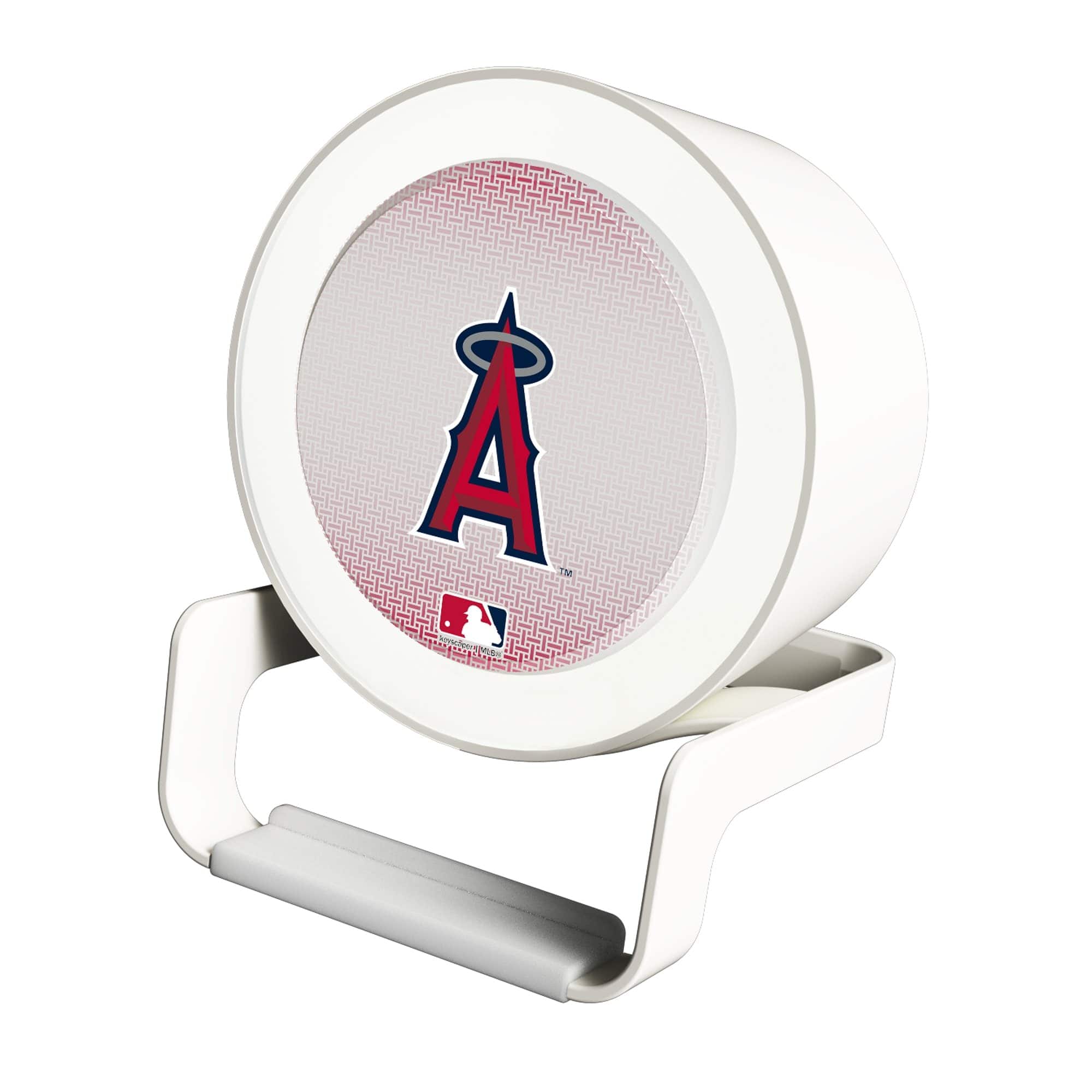 Front. Keyscaper - Los Angeles Angels Linen Print Nightlight Charger & Bluetooth Speaker - White.
