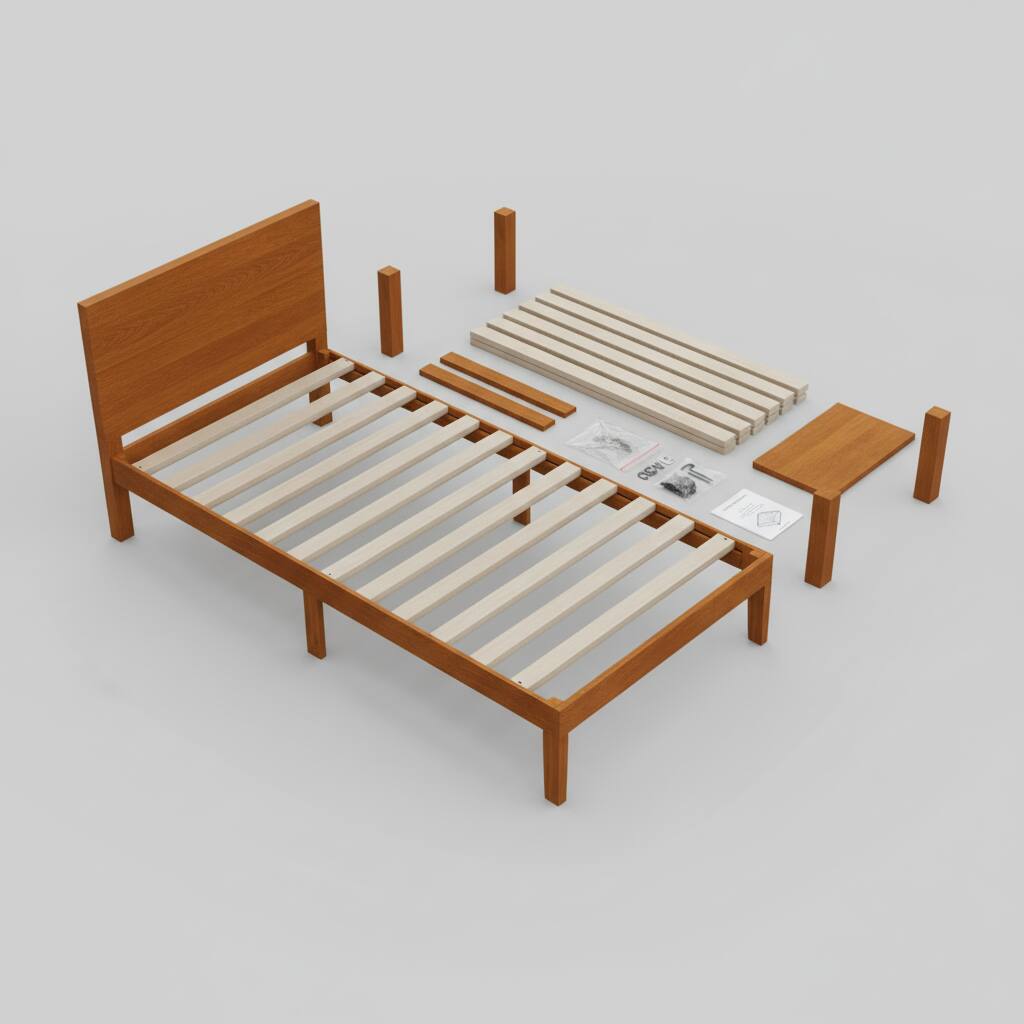 Back. AOITUN - Twin Solid Wood Platform Bed Frame, Low Profile 12 Inch, No Box Spring Needed, Minimalist Design for Dorm & Guest Room - brown.