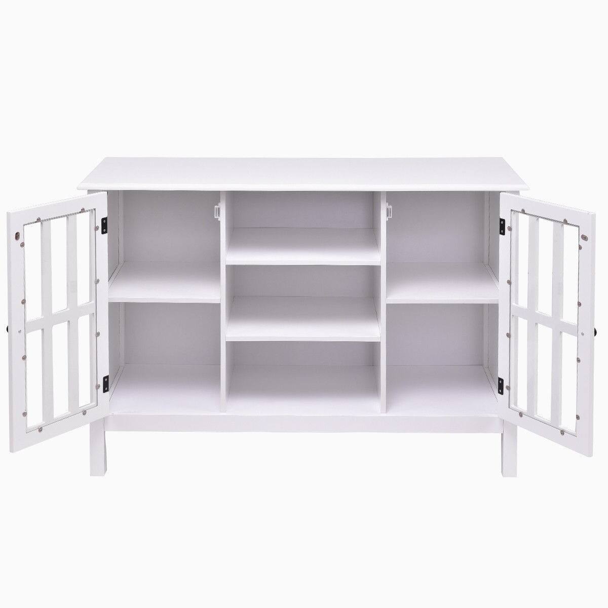 Back. Hivvago - Hivvago 43-inch TV Stand with Glass Panel Doors - White.