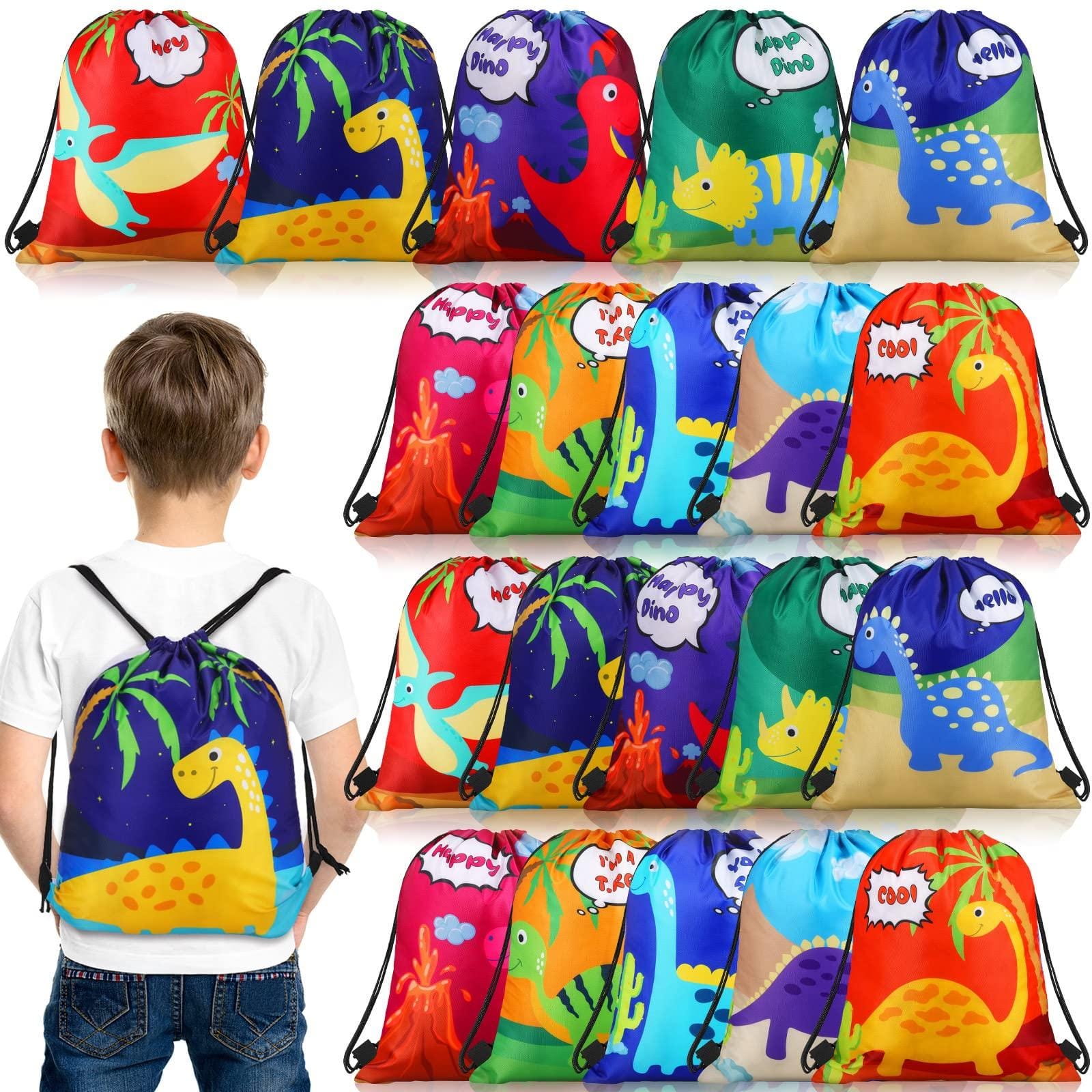 Pacoar Cade - 20 Dinosaur Party Favors Bags Drawstring Gift Bag Supplies Backpack For Birthday Candy(vivid Style) - Cute Style