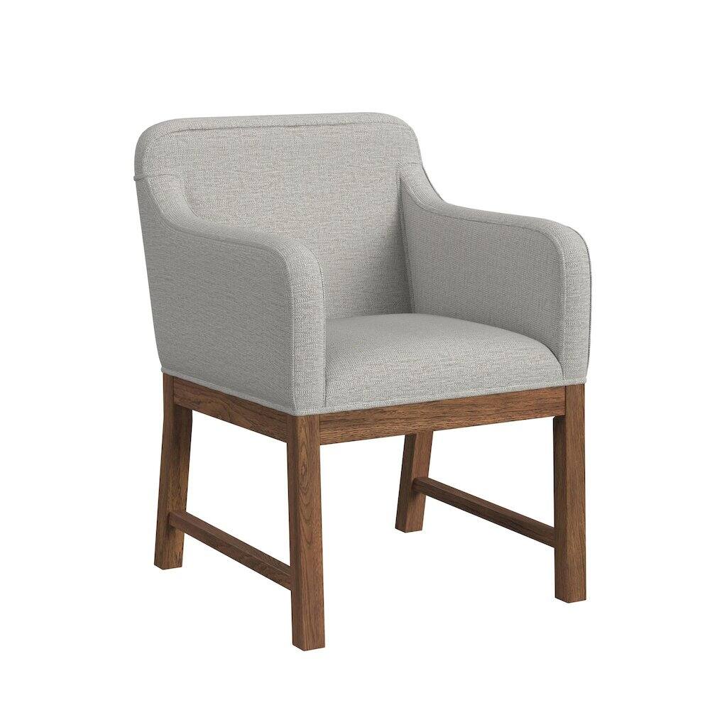 Back. Picket House Furnishings - Thorin UPH Dining Chair with Light Grey Fabric in Brown - Brown.