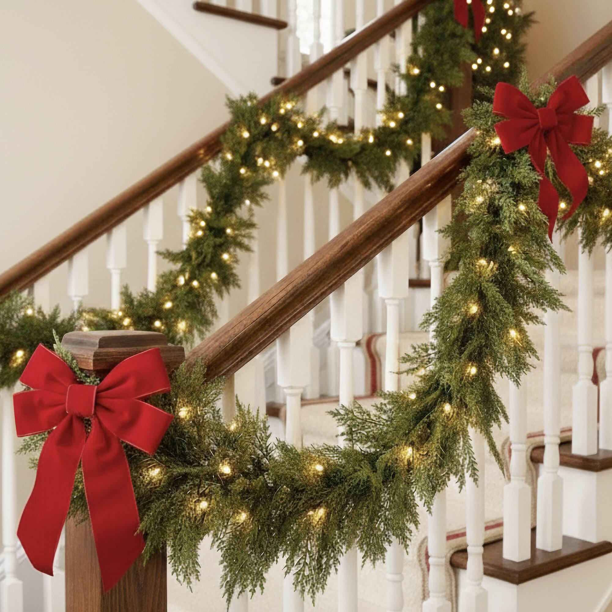 Alt View 5. Best Choice Products - Pre-Lit Cedar Cypress Christmas Realistic Garland w/ Twinkling LEDs - Green.