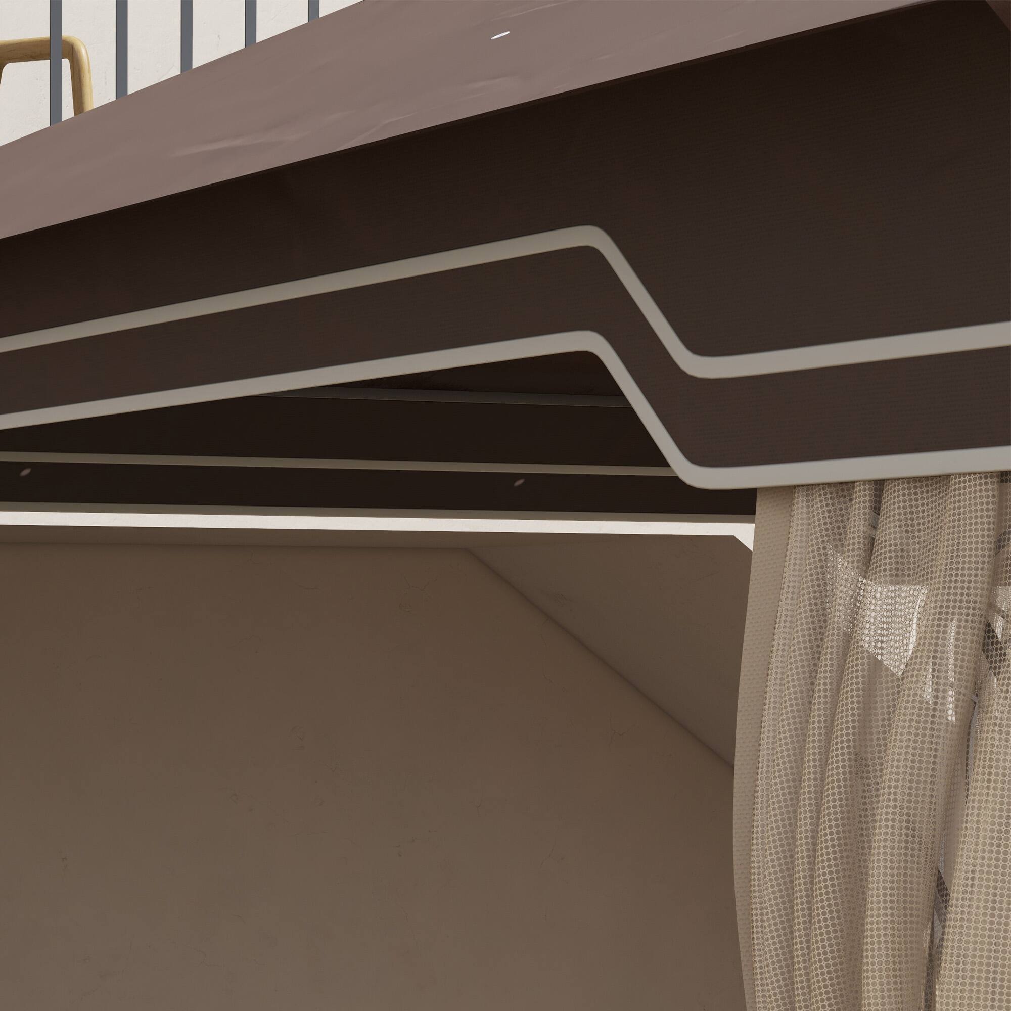 Alt View 4. Outsunny - 10' x 12' Patio Gazebo, Double Roof Outdoor Canopy Shelter with Corner Frame and Mesh Netting for Garden, Lawn - Brown.