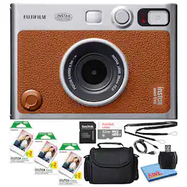 Fujifilm - Instax Mini EVO Instant Film Camera with 60 Films + 32GB Card - Brown
