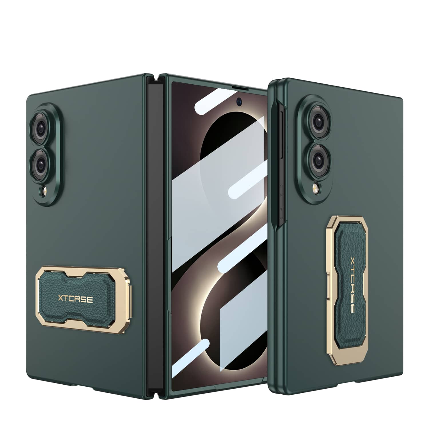 Dteck - for Samsung Galaxy Z Fold8 Rugged Case with Built-in Screen Protector,Slim Magnetic Foldable Wristband Cover+Kickstand - Darkgreen price history on PriceWatchPro