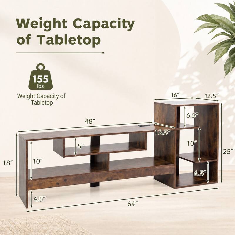 Weight Capacity of Tabletop  
155 lbs  

16"  
12.5"  
18"  
10"  
48" 5"  
12.5"  
6.5" 10" 6.5"  
25"  
4.5"  
64"
