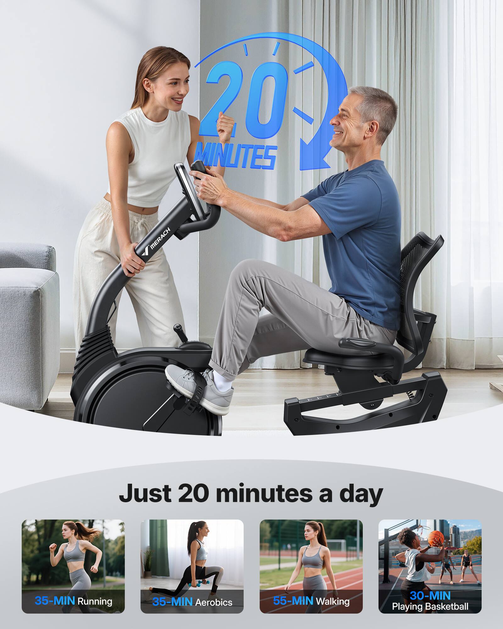 20 MINUTES MERACH  
Just 20 minutes a day  
35-MIN Running  
35-MIN Aerobics  
55-MIN Walking  
30-MIN Playing Basketball