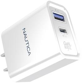 Nautica - CH111 Galaxy S25 S24 Charger - 20W PD USB-C / USB-A QC3.0 Dual Port Wall Charger for iPhone 16/15/Fold 5/Note20 - White