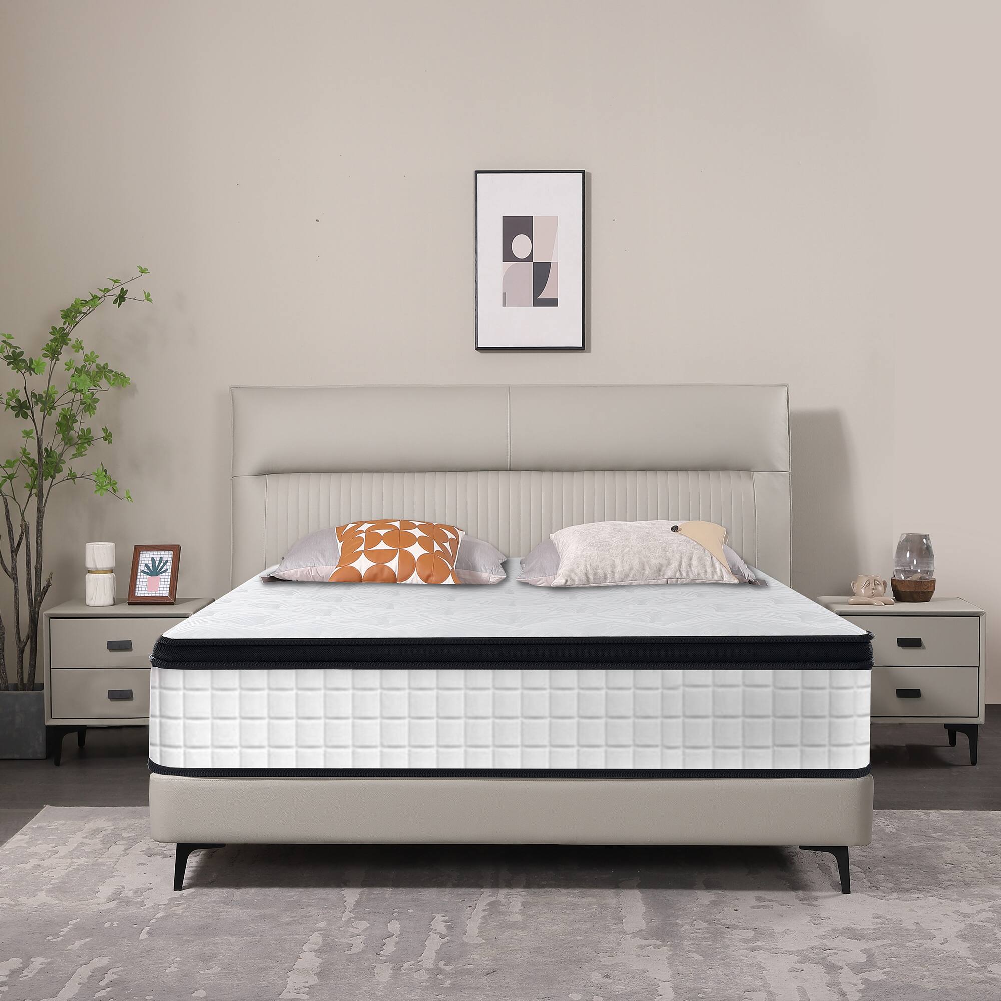 Alt View 1. GOODSILO - 12 Inch Twin XL Hybrid Mattress with Memory Foam and Pocket Springs, Enhanced Comfort - White+Black.