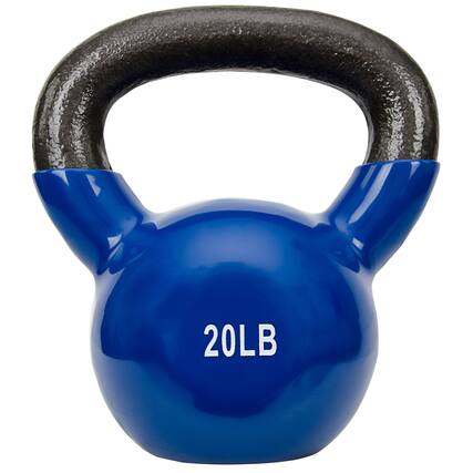 Front. Sunny Health & Fitness - Vinyl Coated Kettlebell 20lbs - Blue.