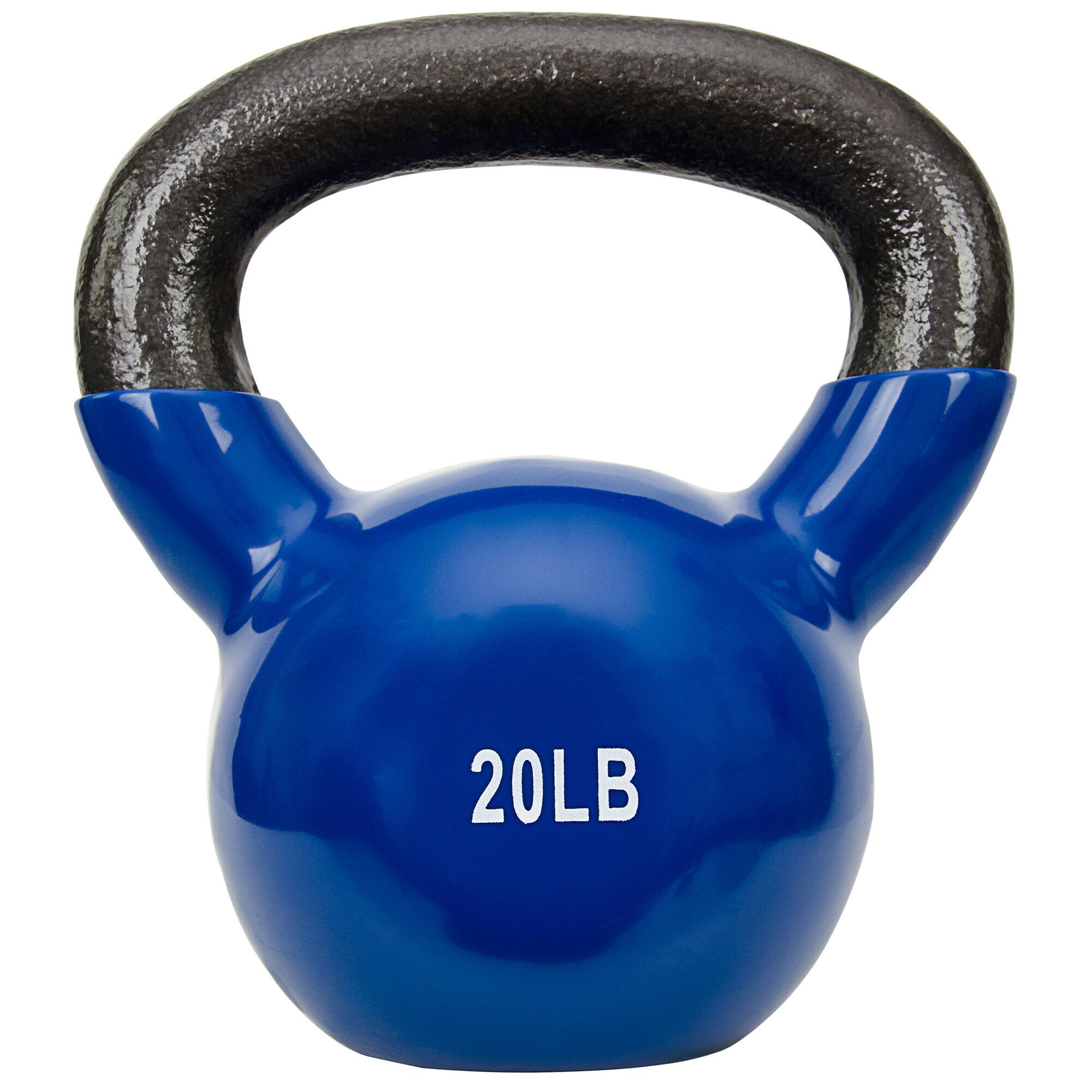 Front. Sunny Health & Fitness - Vinyl Coated Kettlebell 20lbs - Blue.