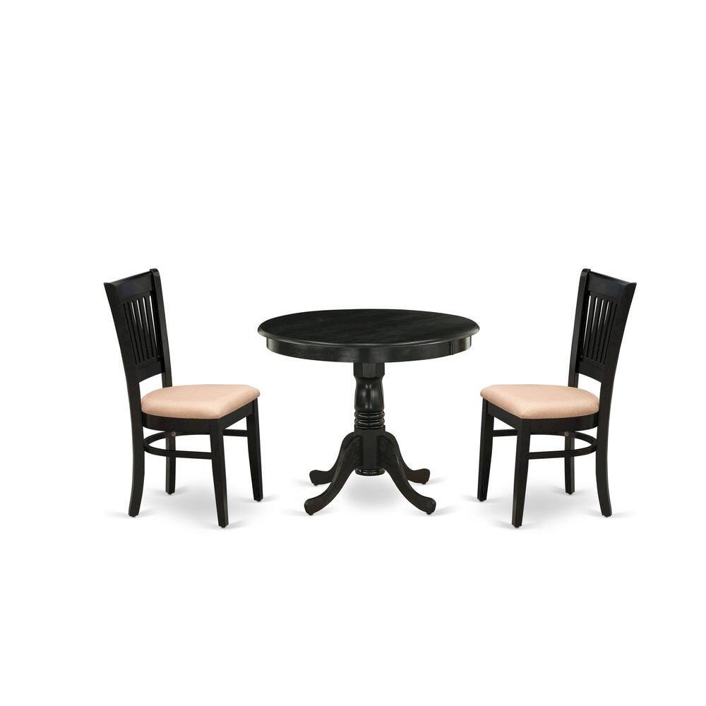 Angle. FurniFact - Solid Wood Round Dining Table & Chairs 3-Piece Set - Multi-Color.