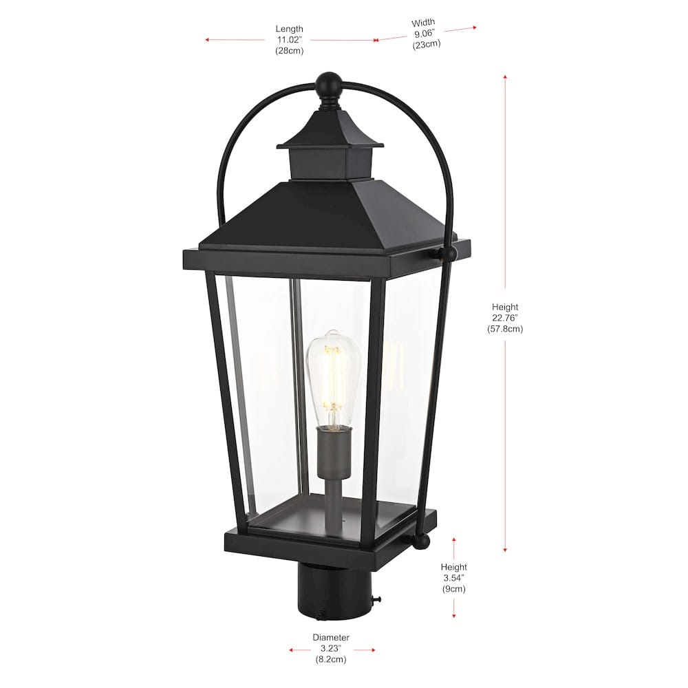 Elegant Lighting - Luz 23 inch Outdoor Post light in Black - Black And Clear price history on PriceWatchPro